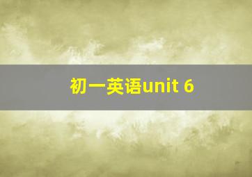 初一英语unit 6